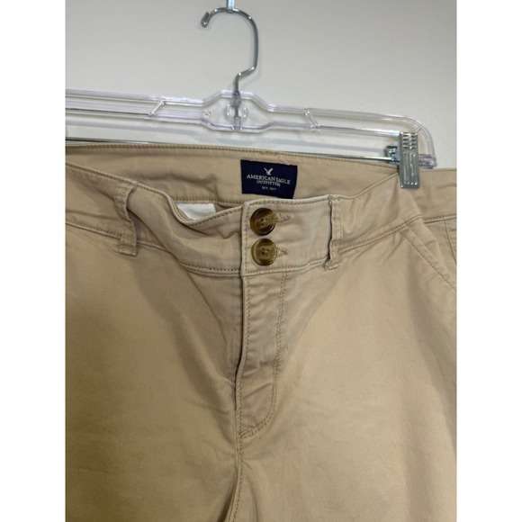 American Eagle Khaki Flare Artist Pants 14 Y2K Boho Stretch Minimalist Soft - Picture 3 of 11